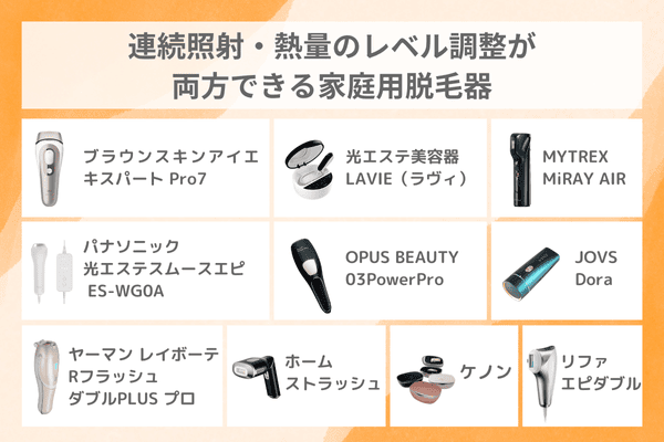 連続照射・熱量のレベル調整が両方できる家庭用脱毛器