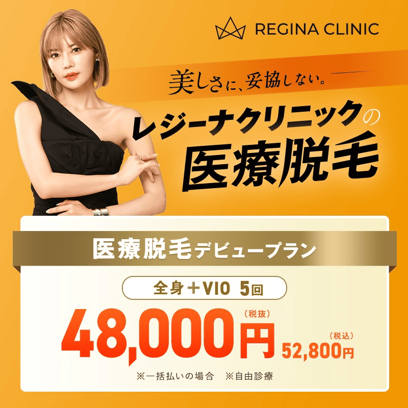 レジーナクリニック 医療脱毛デビュープラン　全身+VIO5回　52,800円（税込）