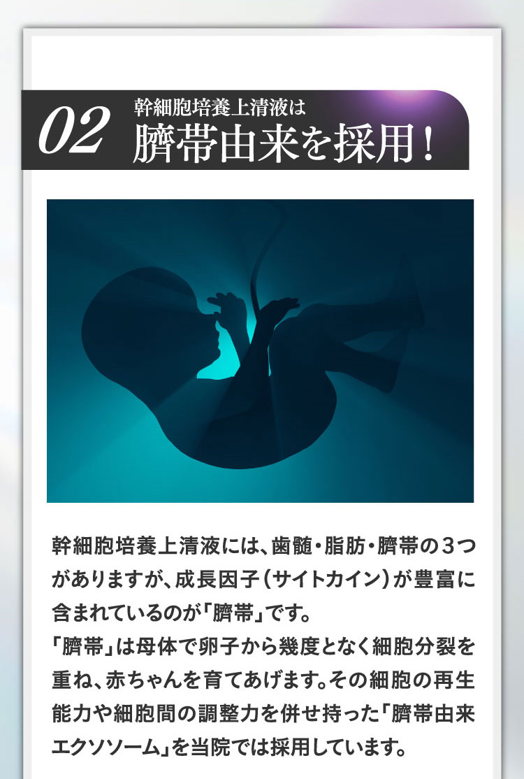 幹細胞培養上清液は臍帯由来を採用