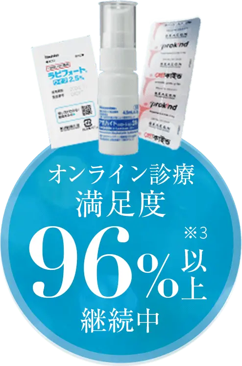 オンライン診療 満足度96%以上 ※3 継続中
